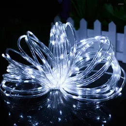 Dizeler 7-32m açık güneş halatı ip ışıkları 8 mod LED bakır tel peri ışık su geçirmez tüp lambası bahçe düğün veranda dekor