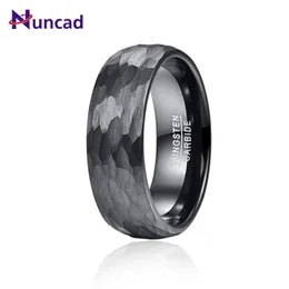 Band Rings NUNCAD 8mm Black Tungsten Wedding For Men Multi-Faceted Hammered Brushed Finish Gift AAA Quality 221119