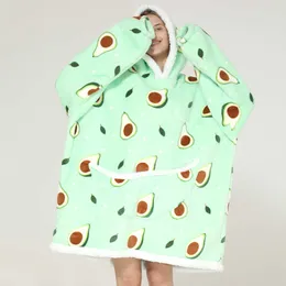 Others Apparel Avocado Oversized Hoodie Blanket Adult children Winter Hoodies Blanket Gown TV Blanket With Sleeves Pullover Hoody Sweatshirts T221019