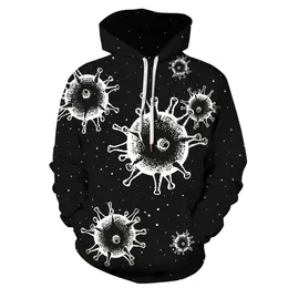 Mens Hoodies Bacteria Series Digital Printing Sweater Longsleeved Hooded European and American Fashion 221119