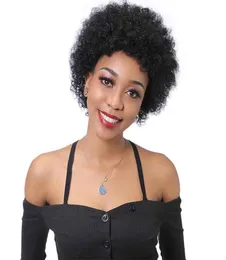 Kısa İnsan Saçlı Peruklar Afro Kinky Kıvırcık Peruk Kadınlar Brezilya Bakire İnsan Saç Doğal Renk 8324165