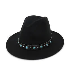2019 New Style Felt Hat Men Hats Fedora Hats with Egate Leather Belt Women Vintage Trilby Caps Warm Jazz Hat Church Panama Hat3594701