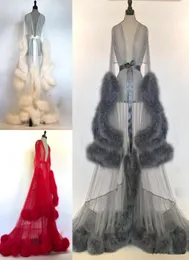 Seksi Kadın Kış Seksi Sahte Kürk Lady Placeswear Kadın Batrobe Nightgown Kırmızı Beyaz Gri Robe Prom Nedime Shawel1374037