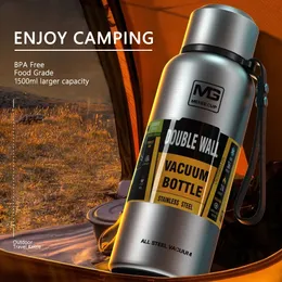 Bouteilles d'eau Bouteille thermos de grande capacité pour le thé Tasse thermique portable Coupe en acier inoxydable Sport Cyclisme Fiole à vide isolée 221118