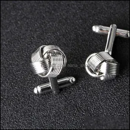 Cuff Links French Cufflinks Gold Tie Knot Shape Business Shirts Cuff Links Button For Men Fashion Jewelry Drop Delivery Clasps Dhrd8