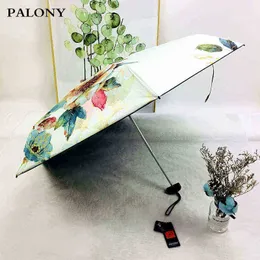 Paliony New Five Folding Compact and Portable Ultralight Slim Pocket Mini Tryckt med fashionabla blommönster utomhusresor J220722