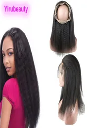 Малайзийские Реми Человеческие волосы 360 Кружевые фронтальные изгибы Прямой прямой предварительно снятый детскими волосками фронталы Kinky Yaki Natural Color 1024INCH3080902