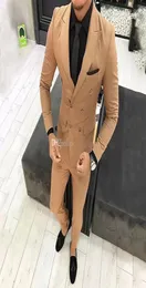 Custom Made Slim Fit Men Suits Groomsmen DoubleBreasted Groom Tuxedos Mens Wedding Dress Man Jacket Blazer Prom Dinner 2 Piece Su