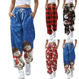 سراويل نسائية Capris Christmas Print Sweatpant للنساء الخريف الشتاء الشتاء الرباط عالي الخصر الرياضة الرياضة الركض السيدات سراويل غير رسمية 221118