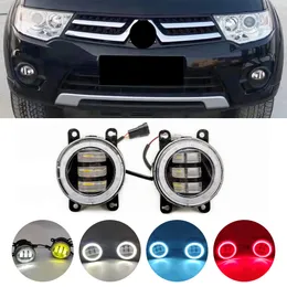 Bil LED FOG Light Assembly Angel Eye Daytime Running Light DRL 12V för Mitsubishi Pajero 4/IV V8 W V9 W 2007-2015