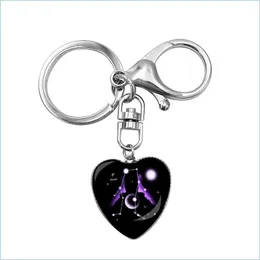 キーリングTwee Constell Heart KeyRings Horoscope Sign Charm Keychain Holdersバッグ