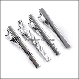 Tie Clips Blank Simple Business Suit Tie Clip Bar Sier Tone Metal Neckie Neck Clips For Men Fashion Jewelry Drop Delivery Cufflinks DH5VW