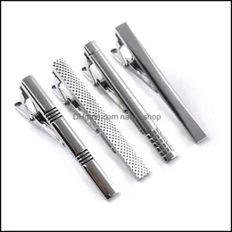 Clipes de gravata em branco Bush Business Tie Bel Clip Sier Tone Metal Gcoectie Neck Clips for Men Jóias de moda Drop Datlinklinks Dh5vw