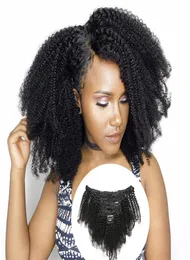 Mongolian Afro Kinky Curly Clip in Human Hair Extensions 120gset 8pcs 4b 4c Curl Hairs Clips Natural Black Colors On9712647