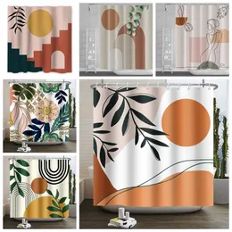 Tende da doccia Tenda nordica Poliestere impermeabile Moderna Boho Fiore Modello astratto Decorazioni per la casa Foglie tropicali Palm Bagno 221118