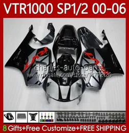 Kit Bodys para Honda Vtr1000 Preto Gray 7rtv1000 RC51 20002006 Bodywork 123NO3 SP1 SP2 VTR 1000 00 01 02 03 04 05 06 VTR1000 2007106116
