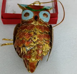 Handmade Cloisonne Enamel Animal Owl Pendants Ornaments Home Decoration Christmas Tree Hanging Decor Keychain Bag Charms Gifts