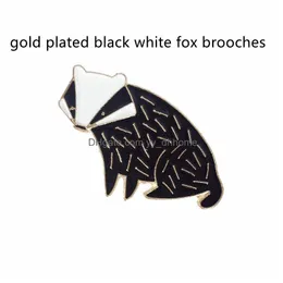 Pins Brooches Lovely Cartoon Black White Brooches Gold Plated Paint Enamel Pins Fashion Alloy Brooch For Children Funny Bag Badge J Dhrsi