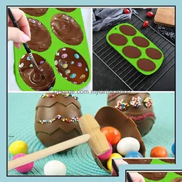 Stampi da forno Mod da forno Bakeware Cucina Sala da pranzo Bar Giardino domestico 6 cavità Vassoio a forma di uovo di Pasqua Stampo Sile Torta da dessert Cioccolato Mo Dhmyv