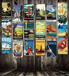 Mike86 VINTAGE TRAVEL Metal Signs Popular Countries Cities Retro Wall Art Painting Posters FG215 H1110