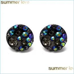 스터드 트렌디 한 수제 round crystal stud Earrings 패션 여성 여자 선물 선물 보석류 드롭 배달 DHZB9를위한 간단한리스트 톤 귀걸이