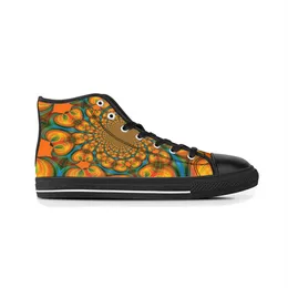 Мужские стежки обувь на заказ кроссовок Canvas Женщины мода черная апельсин
