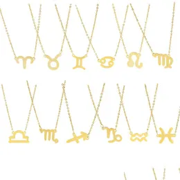 Anhänger Halsketten Mode 12 Konstellation Halsketten Anhänger für Frauen Horoskop Astrologie Galaxy Sternzeichen Choker Schmuck Geburtstag Gi Dhzk1