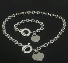 Lüks Tasarımcı Sterling Gümüş Kalp Bileklik Kolyeler Bilezik Ekle Set Orijinal Moda Klasik Bilezik Kadın Mücevher Hediye2594115