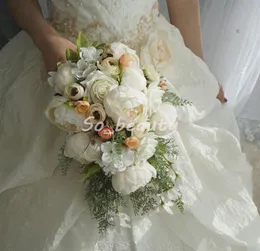 Rose Peony Bridal Cascading Bouquet Wedding Bouquets Bride Girl Flowers Home Party Decoration Fake Table Flower White Pink9790862
