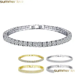 Bracelets de charme Cubique Zircon CZ Cluster Tennis Bracelet 18K Blanc / Jaune Plaqué Or Sparkling Charme Mode Femmes Bijoux Pour Partie Dhzrw