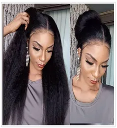 Kinky Straight Perücke volle Spitze menschliches Haar Perücken für schwarze Frauen 250 Dichte u Teil Perücke