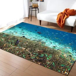 Carpets 3D Underwater World Rug Fishes Children Room Decoration Mat Soft Flannel Area Rugs Living Carpet