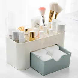 Caixas de armazenamento Make Up Organizer Box com gaveta Casco de cotonete Caso de batom de batom de batom maquiagem de maquiagem de acrílico plástico