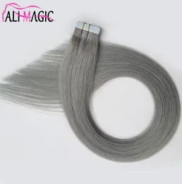 Virgin Remy Grey Tape in Human Hair Extensions Silver 100g 40pcs Brasiliana peruviana Indiana Malesia trame di trama PU Hair 6555406