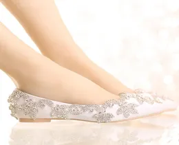 Beyaz saten elmas düğün ayakkabıları düz topuk kadınlar rhinestone gelin ayakkabıları el yapımı moda rahat resmi elbise ayakkabıları8407730