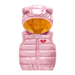 Dzieci Down Botton kamizelki jesienne zimowe ubrania maluchowe dzieci ciepłe płaszcze odzieży wierzchniej dla dzieci dziewczęta 1-5 lat kamizelki 259m