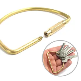 Outdoor creative semicircle brass key ring D-shaped ring EDC pure copper handmade car key collector