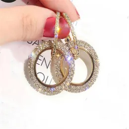 Nuevo dise￱o Joyer￭a creativa Pendientes de cristal elegantes de alto grado Pendientes de boda de oro y plata para mujer 2109