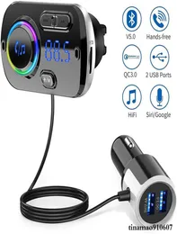 Bluetooth Transmatter Car FM Kit Hands QC 30 Wireless Aux Audiepiver Mp3 Музыкальный игрок USB -зарядное устройство поддержка TF Card