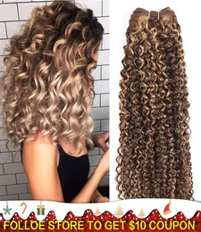 Remy Brazilian Human Hair Webb￼ndel lockige Haarfarbe Klavier Ombre Blonde 99J Red Burgundy Hair B￼ndel6059517