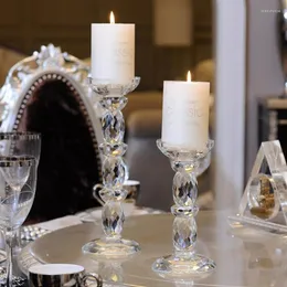 Ljusstake Crystal Glass Feng Shui Wedding Columns Candelabra Centerpieces Holder Home Decor för middag Ljusstake