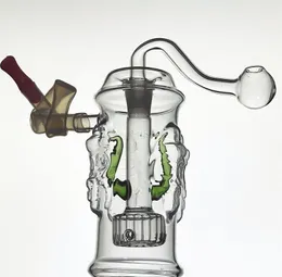 Курение водопроводной трубы Стеклянная труба с горелкой мини -прозрачная 10 -мм кальян Шиша Бублер Стеклянный Перколатер Бонг Дэб с табачной миской и силиконовым шлангом, установленные для курильщиков подарок