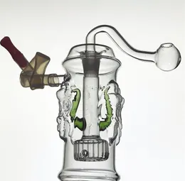 Rökning vattenrör glasrör oljebrännare mini klar 10 mm vattenpipa shisha bubblar glas percolater bong dab rigg med tobakskål och silikonslang för rökare gåva