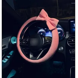 Steering Wheel Covers Creative Bow Plush Car Protective Cover Non-slip Universal Steering-Wheel Auto Interior Decoration Women