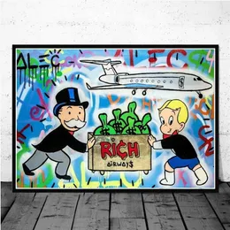 Alec Graffiti Monopoly Millionaire Money Street Art Canvas Prints Painting Wall Art Pictures for Living Room Home Decoration Cuadr207F265f