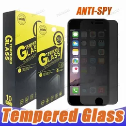 Sekretess Temperat glas Anti-spion Peeping Screen Protector för iPhone 15 14 Plus 13 12 Mini 11 Pro Max X XR XS Max 8 7 6 6S Plus med detaljhandelspaket