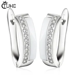 Stud One Row AAA CZ Element Earring for Women U Shape Healthy Ceramic Jewelry Wholesale 221119