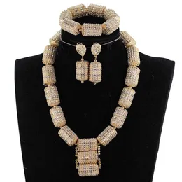 Orecchini collana 2022 Dubai Gold Gioielli set di moda Fashion Gift da sposa perle africane perle africane set a ciondolo grosso QW1194-1274L