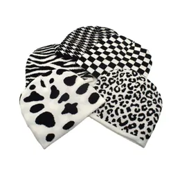 New Fashion Beanie Hat Leopard Zebra Plaid Cow Print Wool Knitted Beanies WinterHat For Women Men