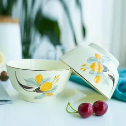 Bowls High Temperature Bowl Chinese Flower Pattern Ceramic Soup Home Rice European Porcelain Cuencos Cocina Tableware ED50TW